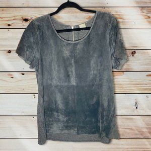 Ecru Women's Dark Gray Suede Short Sleeve Top Sz L